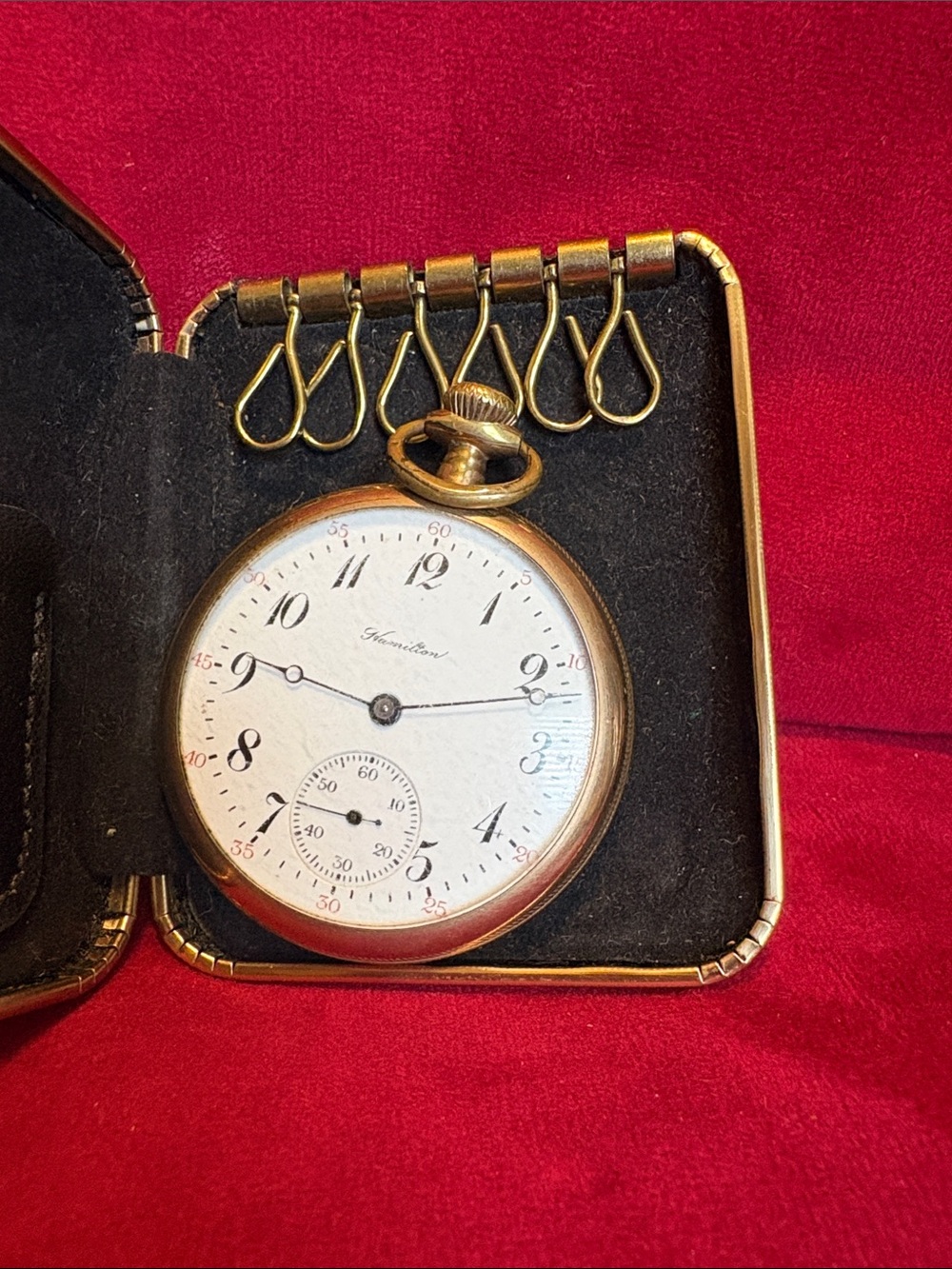 Hamilton Gold-Tone Pocket Watch with White Dial